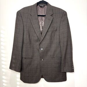 Jos A Bank Wool Herringone Blazer Mens 41R Brown Sport Coat Jacket Academia